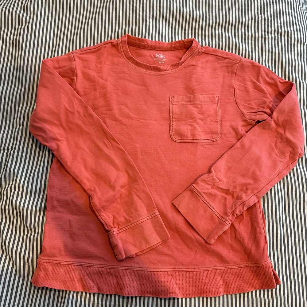 Athleta girls sz 14 coral sweatshirt